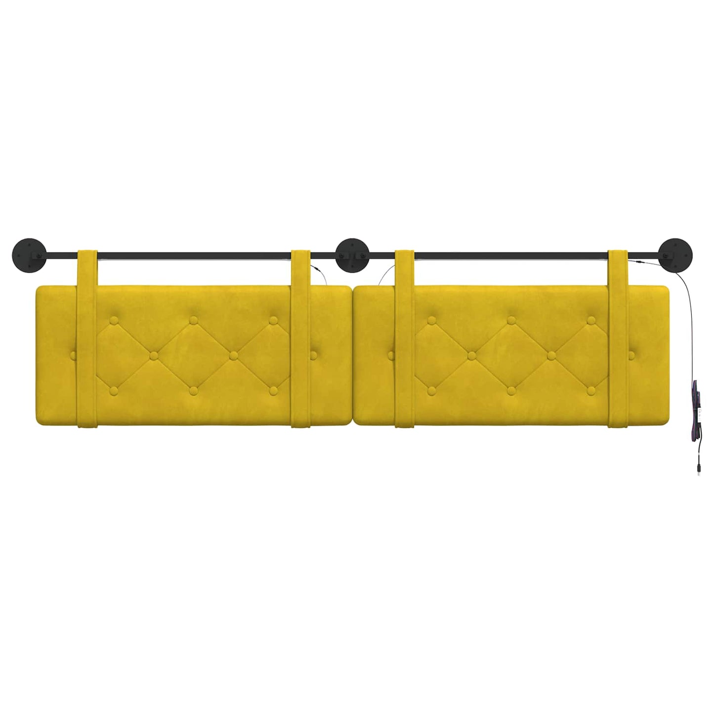 Hangend hoofdbord Met LED-verlichting Geel Fluweel