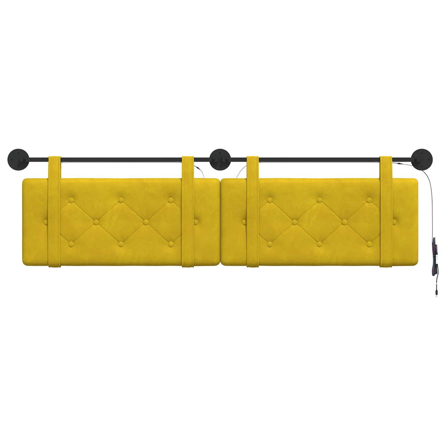 Hangend hoofdbord Met LED-verlichting Geel Fluweel