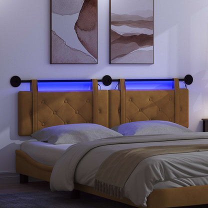 Hangend hoofdbord Met LED-verlichting Bruin Fluweel