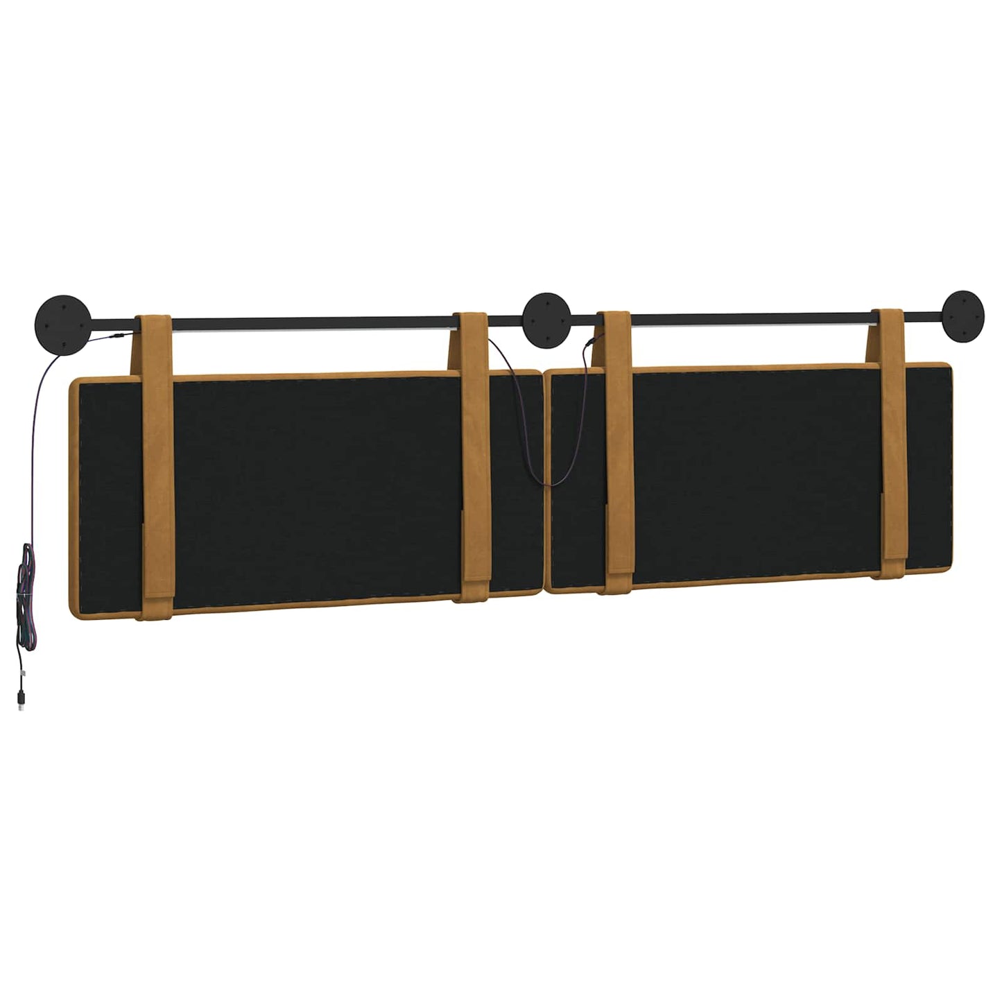 Hangend hoofdbord Met LED-verlichting Bruin Fluweel