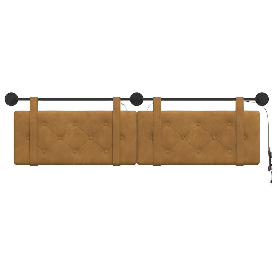 Hangend hoofdbord Met LED-verlichting Bruin Fluweel