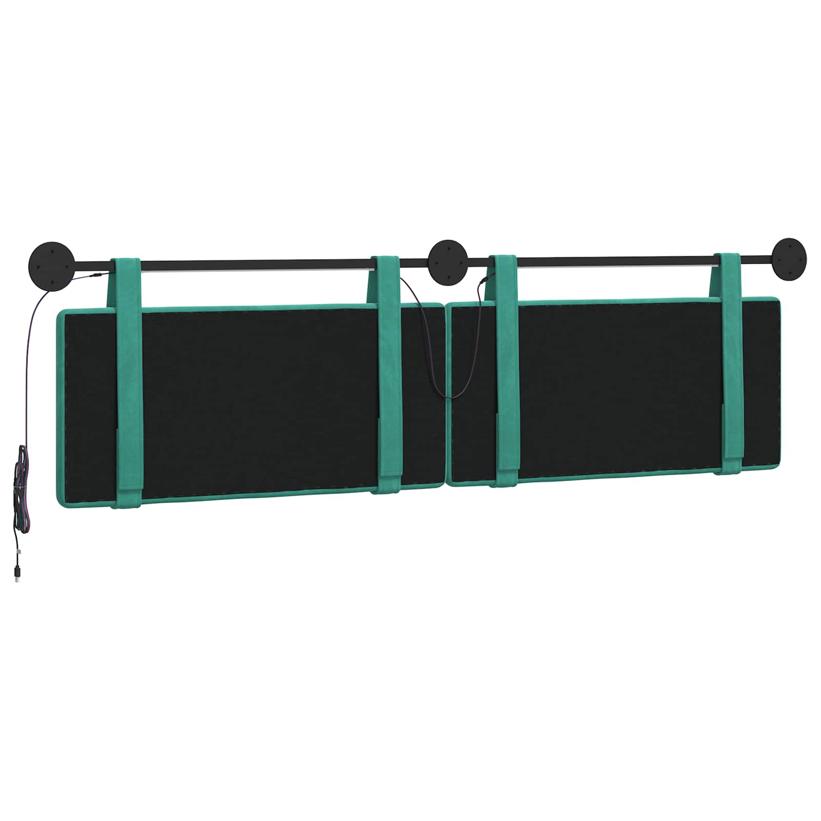 Hangend hoofdbord Met LED-verlichting Turquoise Fluweel