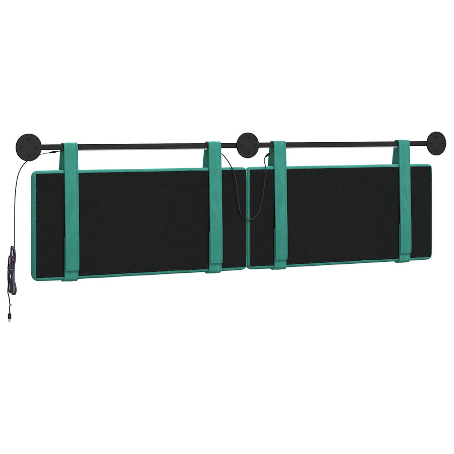 Hangend hoofdbord Met LED-verlichting Turquoise Fluweel