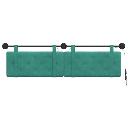 Hangend hoofdbord Met LED-verlichting Turquoise Fluweel