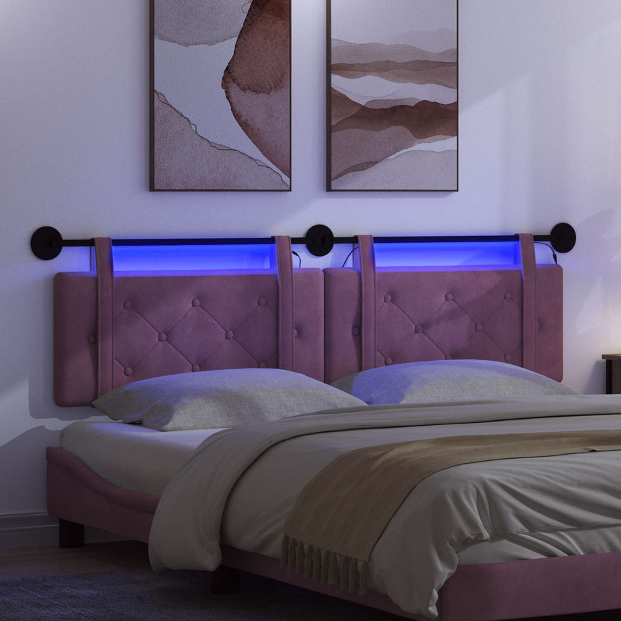 Hangend hoofdbord Met LED-verlichting Paars Fluweel