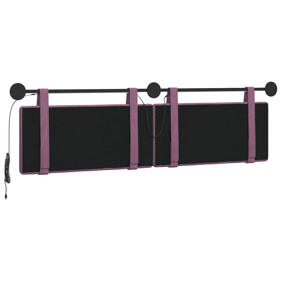 Hangend hoofdbord Met LED-verlichting Paars Fluweel