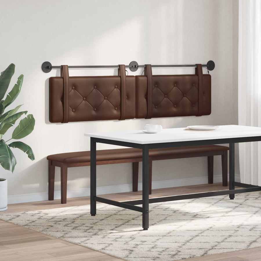 Hangend hoofdbord Met LED-verlichting Bruin Kunstleer