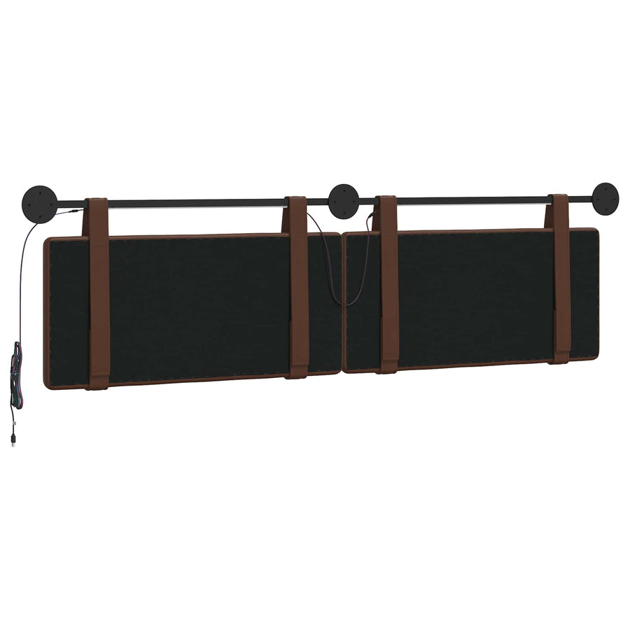 Hangend hoofdbord Met LED-verlichting Bruin Kunstleer
