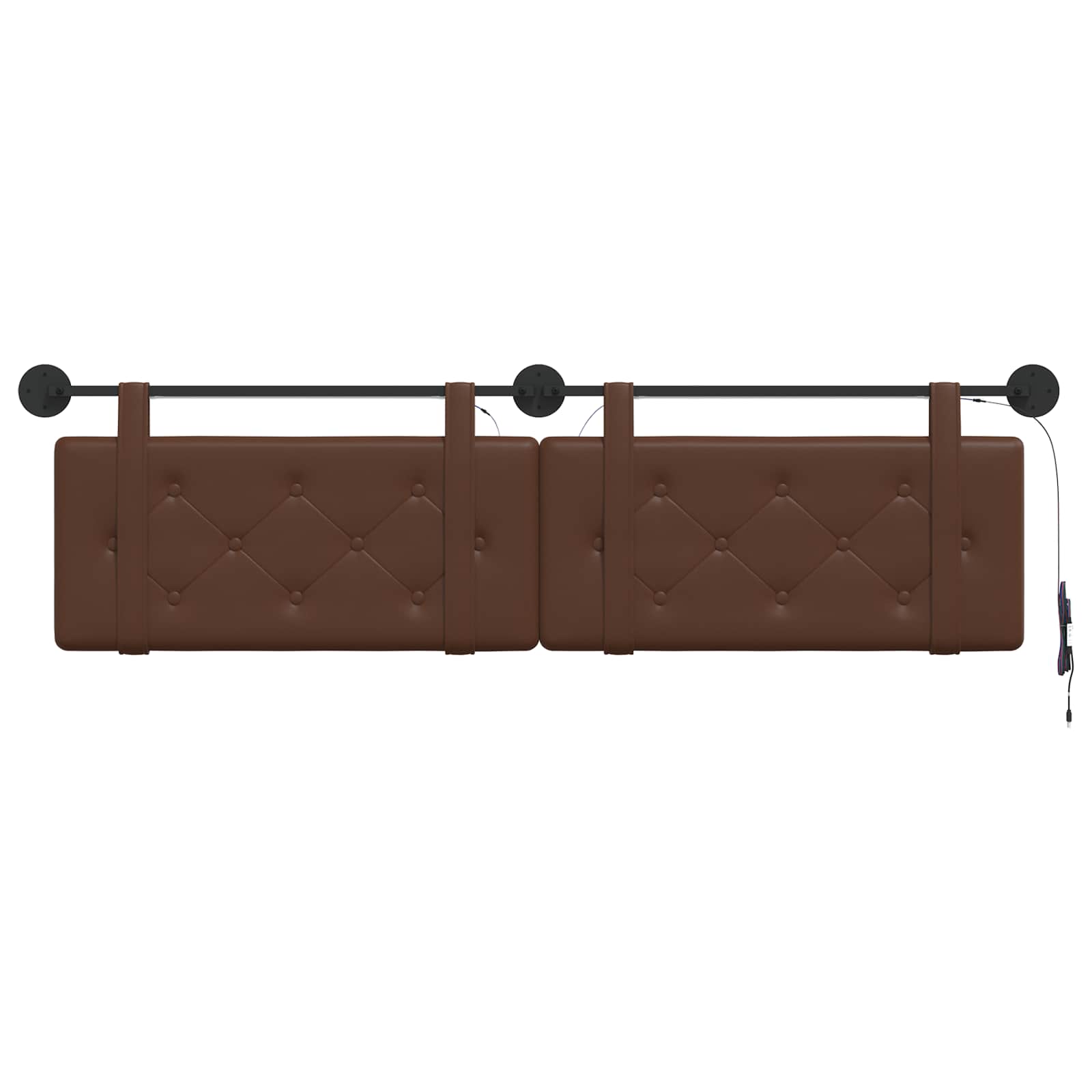 Hangend hoofdbord Met LED-verlichting Bruin Kunstleer