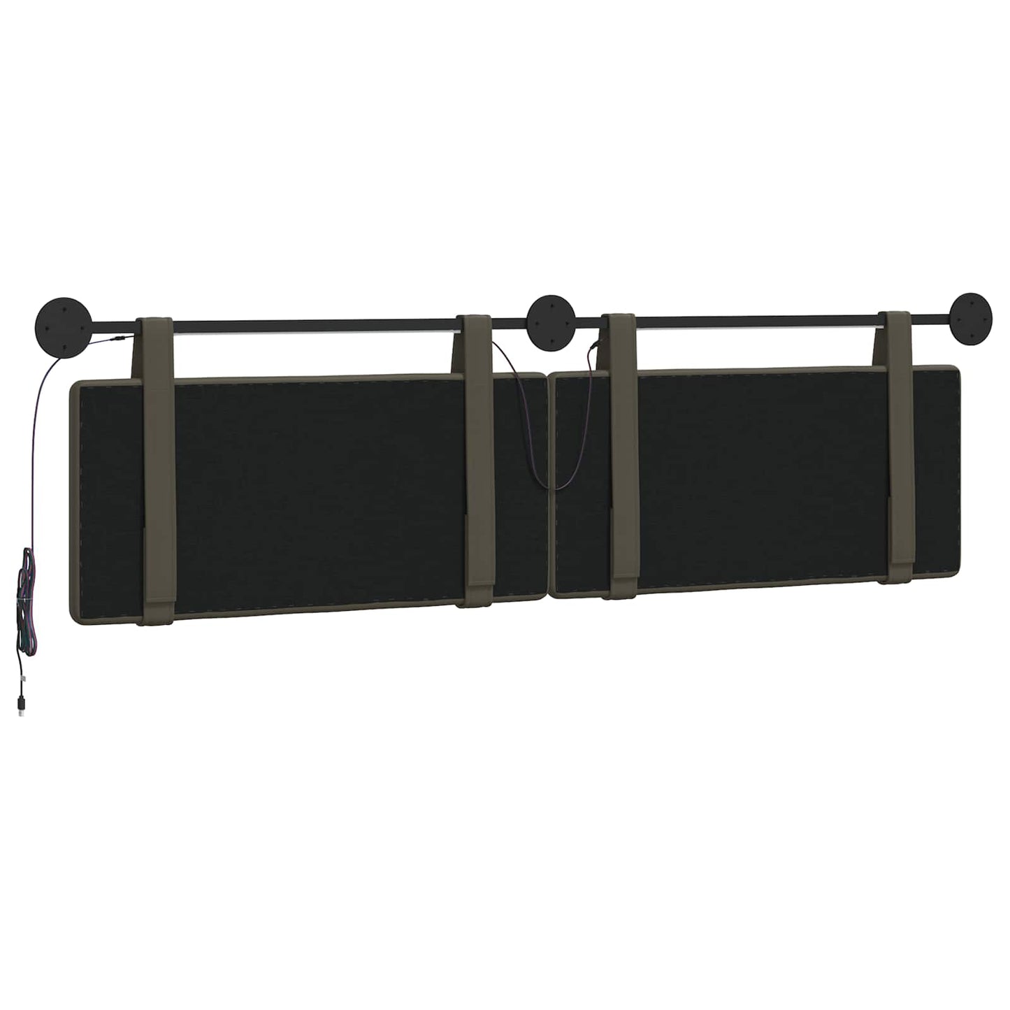 Hangend hoofdbord Met LED-verlichting Grijs Kunstleer