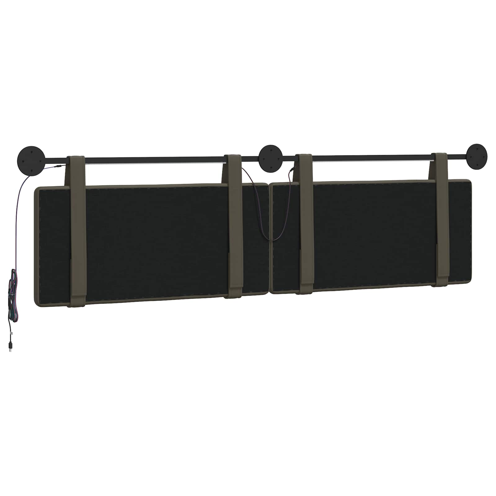 Hangend hoofdbord Met LED-verlichting Grijs Kunstleer
