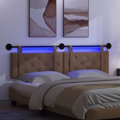 Hangend hoofdbord Met LED-verlichting Cappuccino Kunstleer