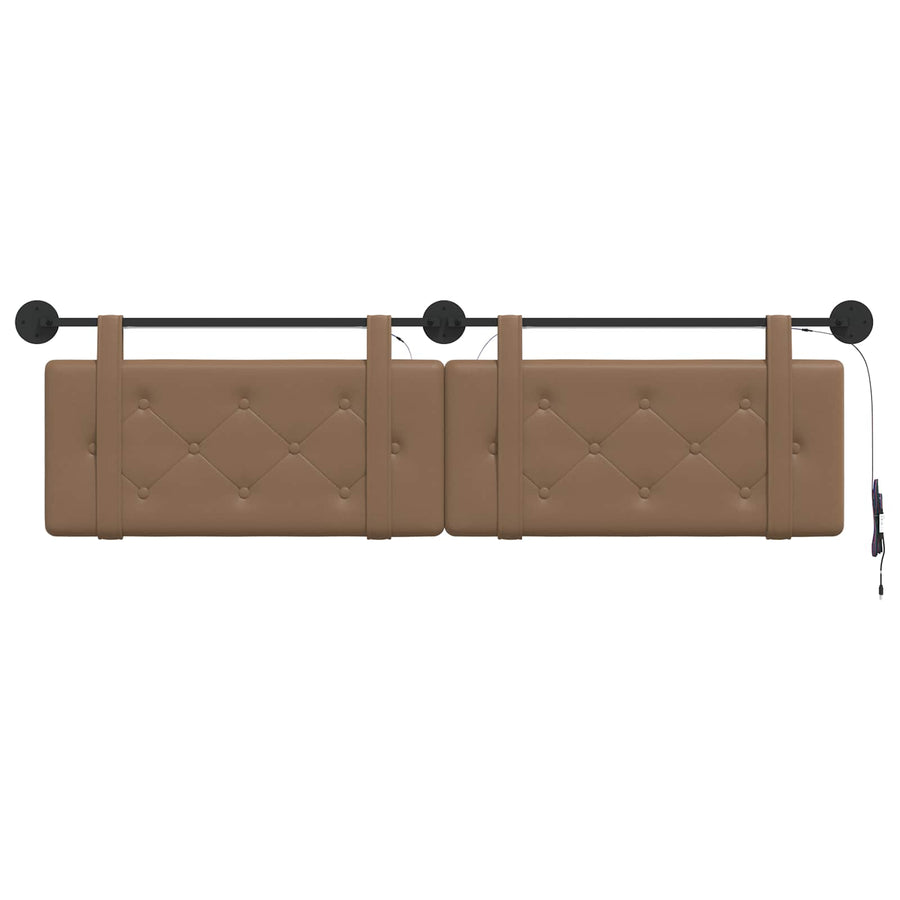 Hangend hoofdbord Met LED-verlichting Cappuccino Kunstleer