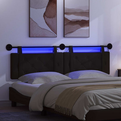 Hangend hoofdbord Met LED-verlichting Zwart Kunstleer