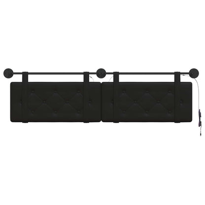 Hangend hoofdbord Met LED-verlichting Zwart Kunstleer