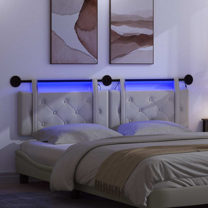 Hangend hoofdbord Met LED-verlichting Wit Kunstleer