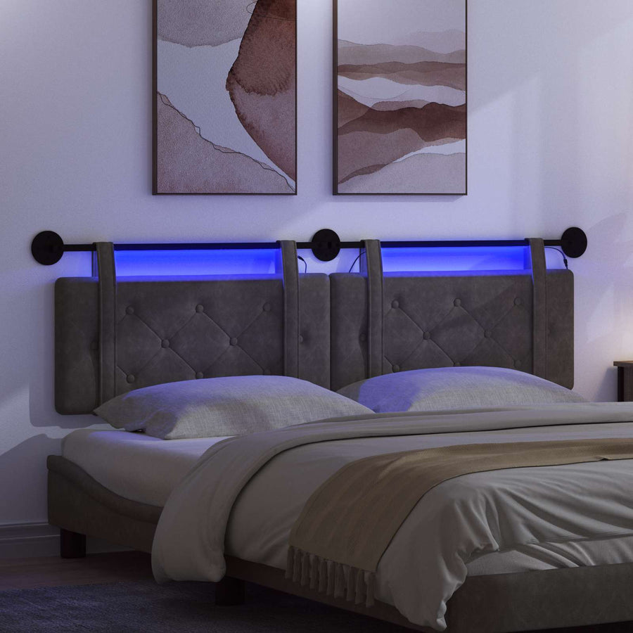 Hangend hoofdbord Met LED-verlichting Zwart Antiek PU