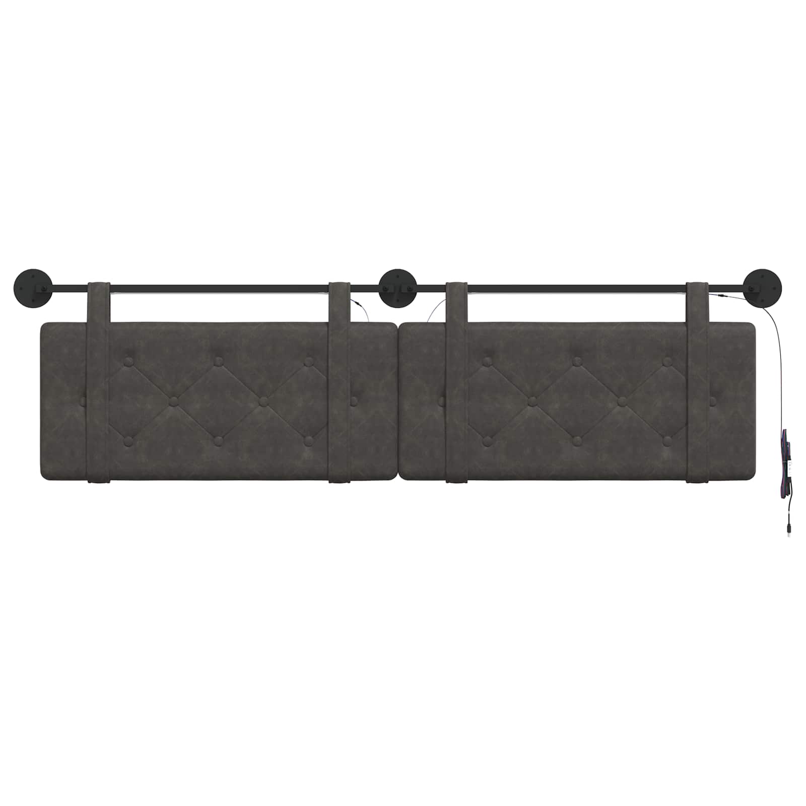 Hangend hoofdbord Met LED-verlichting Zwart Antiek PU
