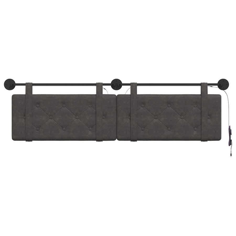 Hangend hoofdbord Met LED-verlichting Zwart Antiek PU