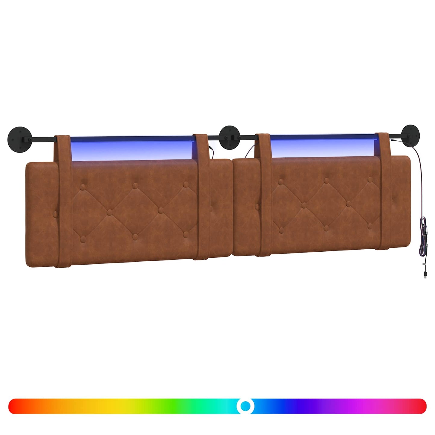 Hangend hoofdbord Met LED-verlichting Bruin Antiek PU