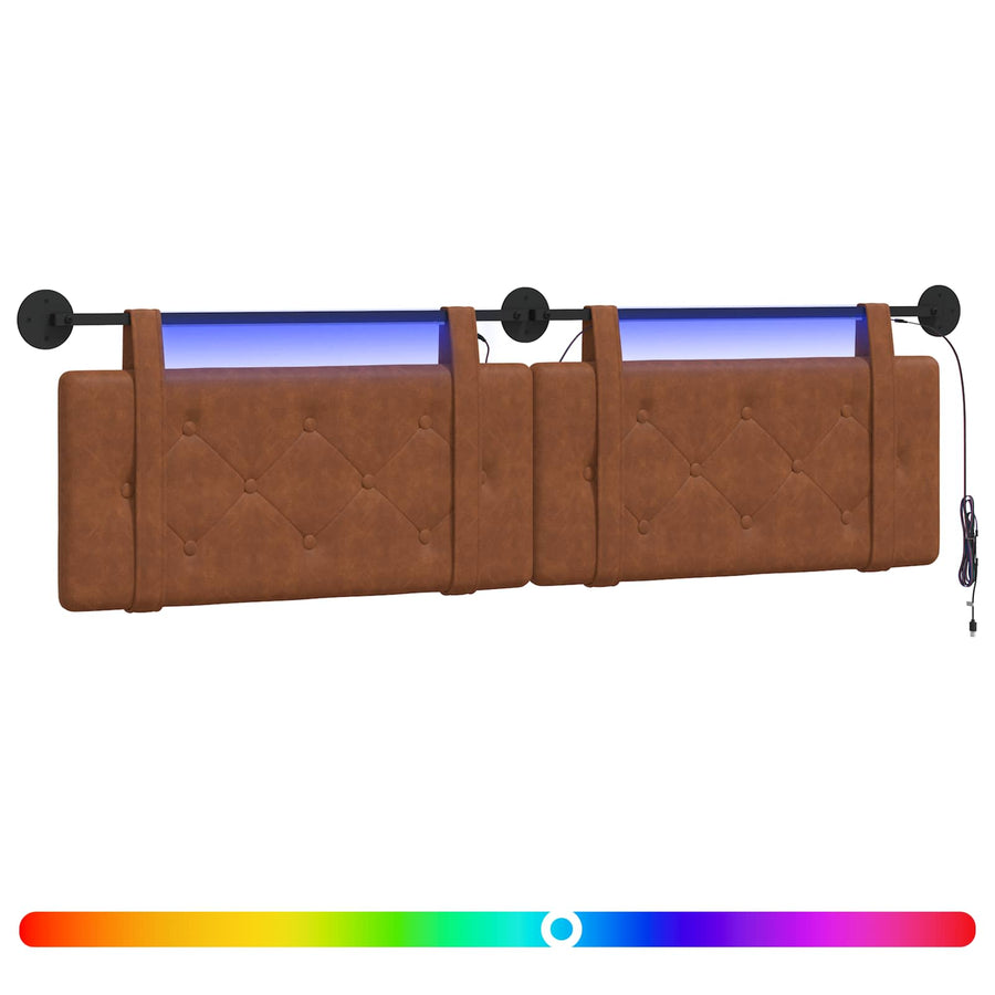 Hangend hoofdbord Met LED-verlichting Bruin Antiek PU