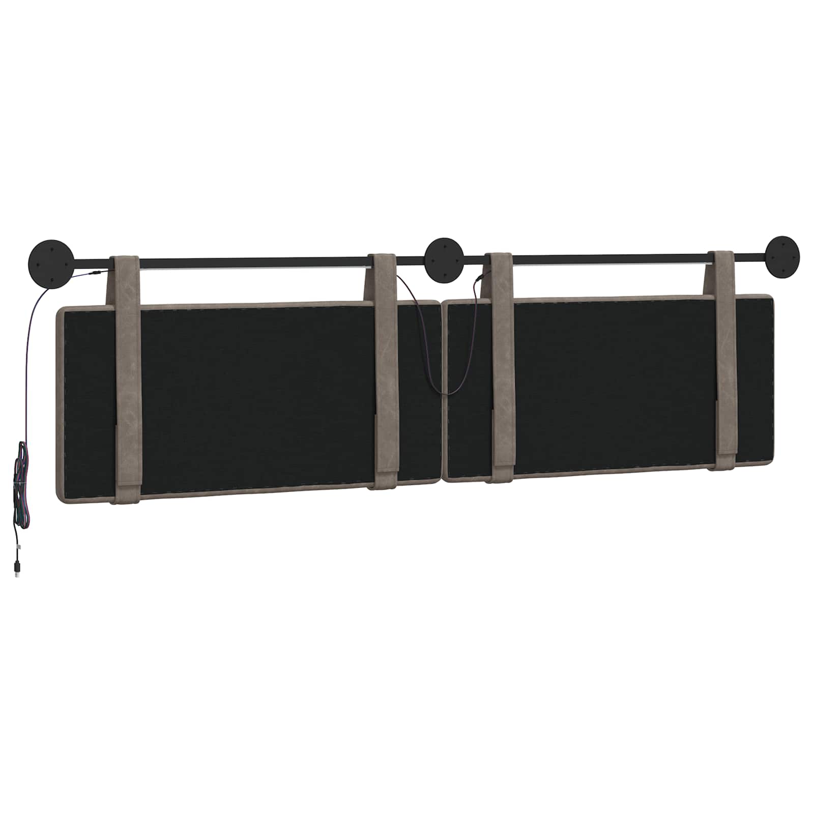 Hangend hoofdbord Met LED-verlichting Grijs Antiek PU