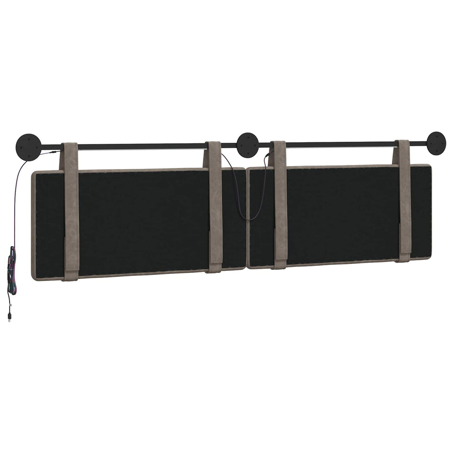 Hangend hoofdbord Met LED-verlichting Grijs Antiek PU