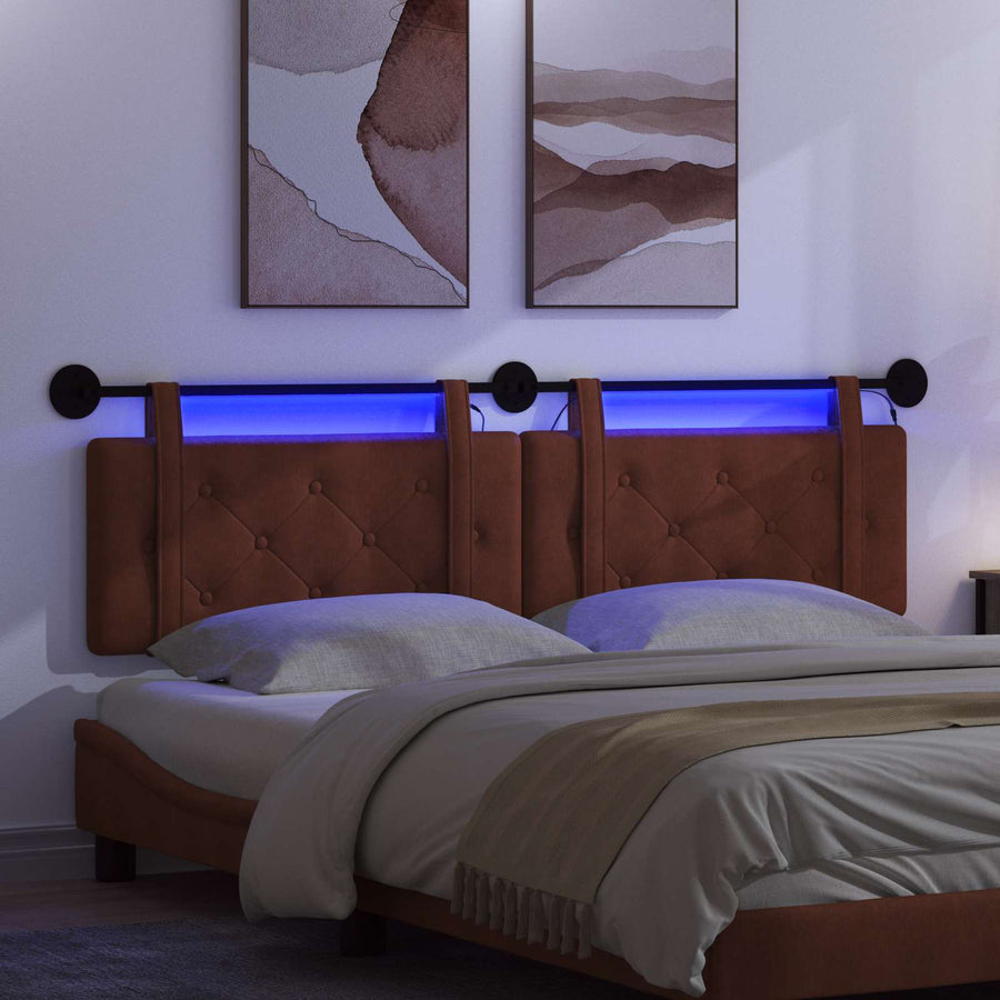 Hangend hoofdbord Met LED-verlichting Glanzend Bruin Antiek PU