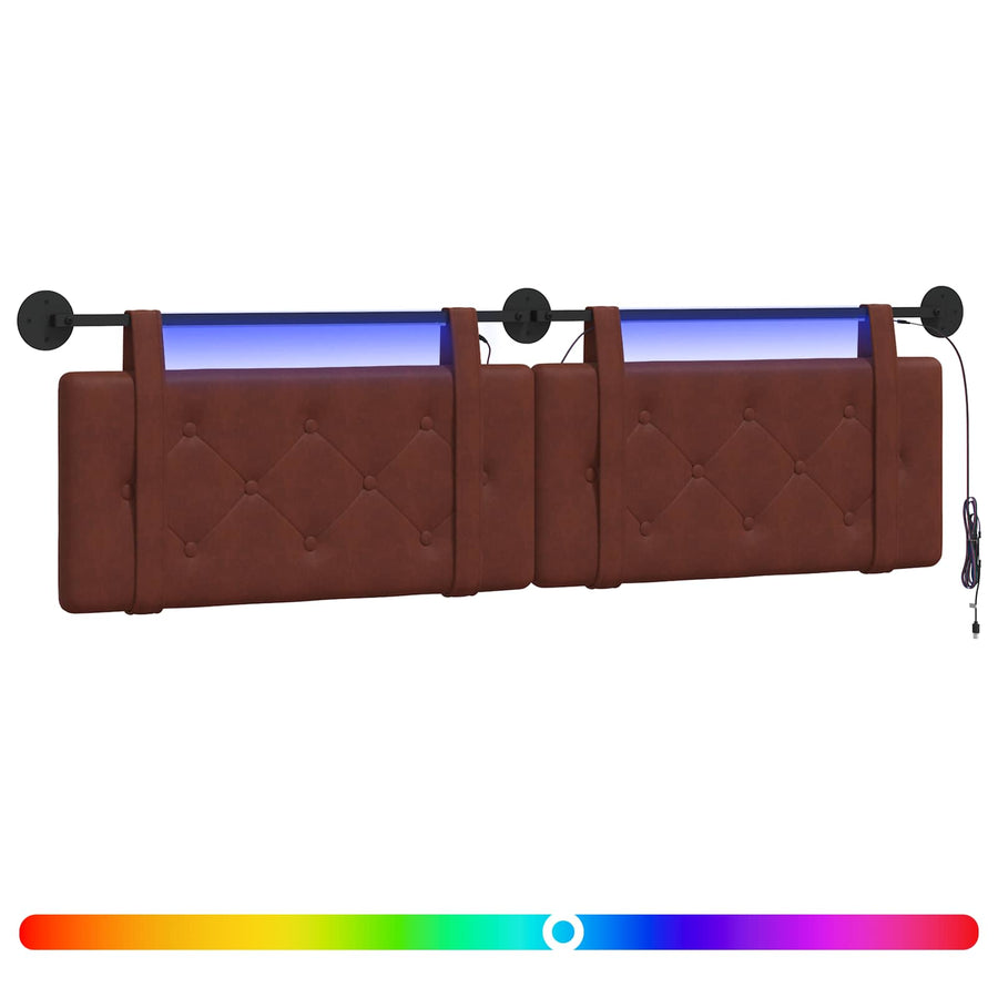 Hangend hoofdbord Met LED-verlichting Glanzend Bruin Antiek PU