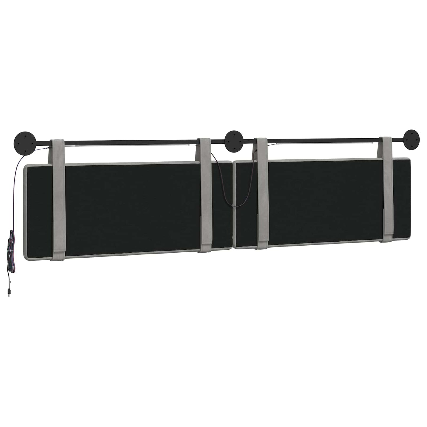 Hangend hoofdbord Met LED-verlichting Lichtgrijs Fluweel