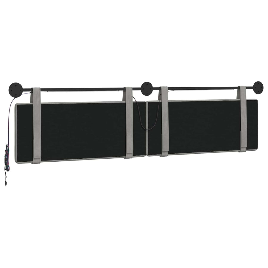 Hangend hoofdbord Met LED-verlichting Lichtgrijs Fluweel