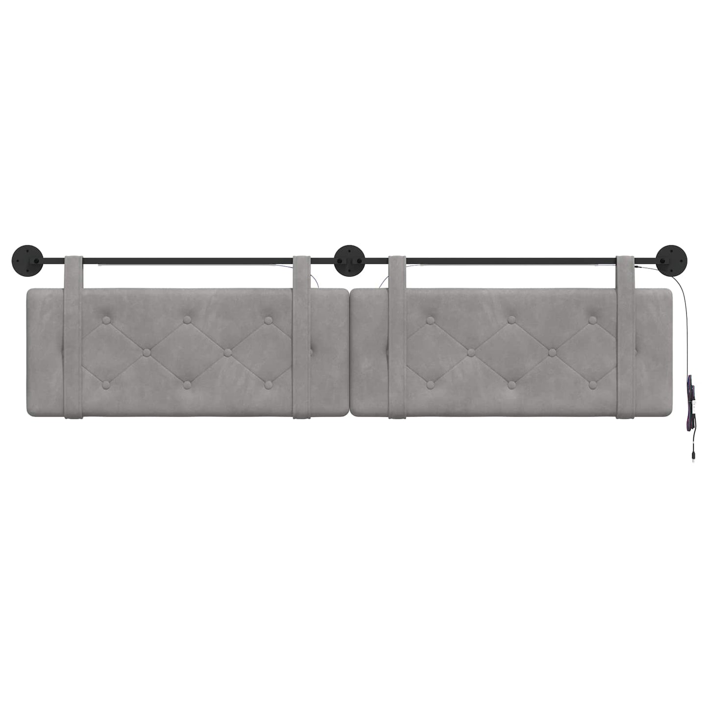 Hangend hoofdbord Met LED-verlichting Lichtgrijs Fluweel