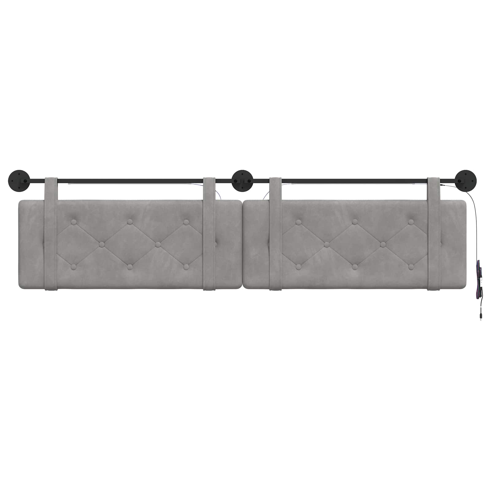 Hangend hoofdbord Met LED-verlichting Lichtgrijs Fluweel