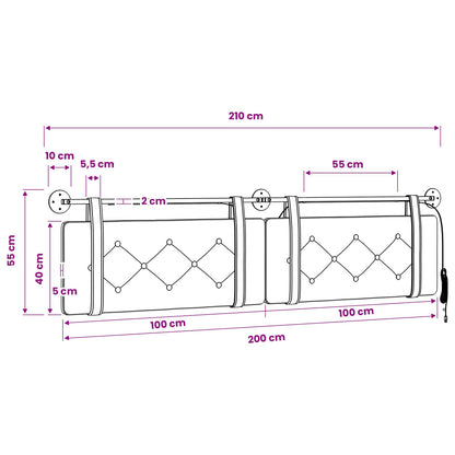 Hangend hoofdbord Met LED-verlichting Lichtgrijs Fluweel
