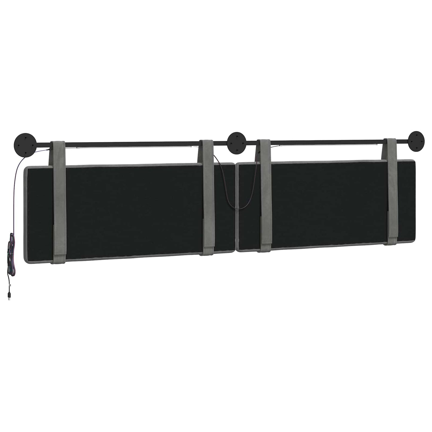 Hangend hoofdbord Met LED-verlichting Donkergrijs Fluweel