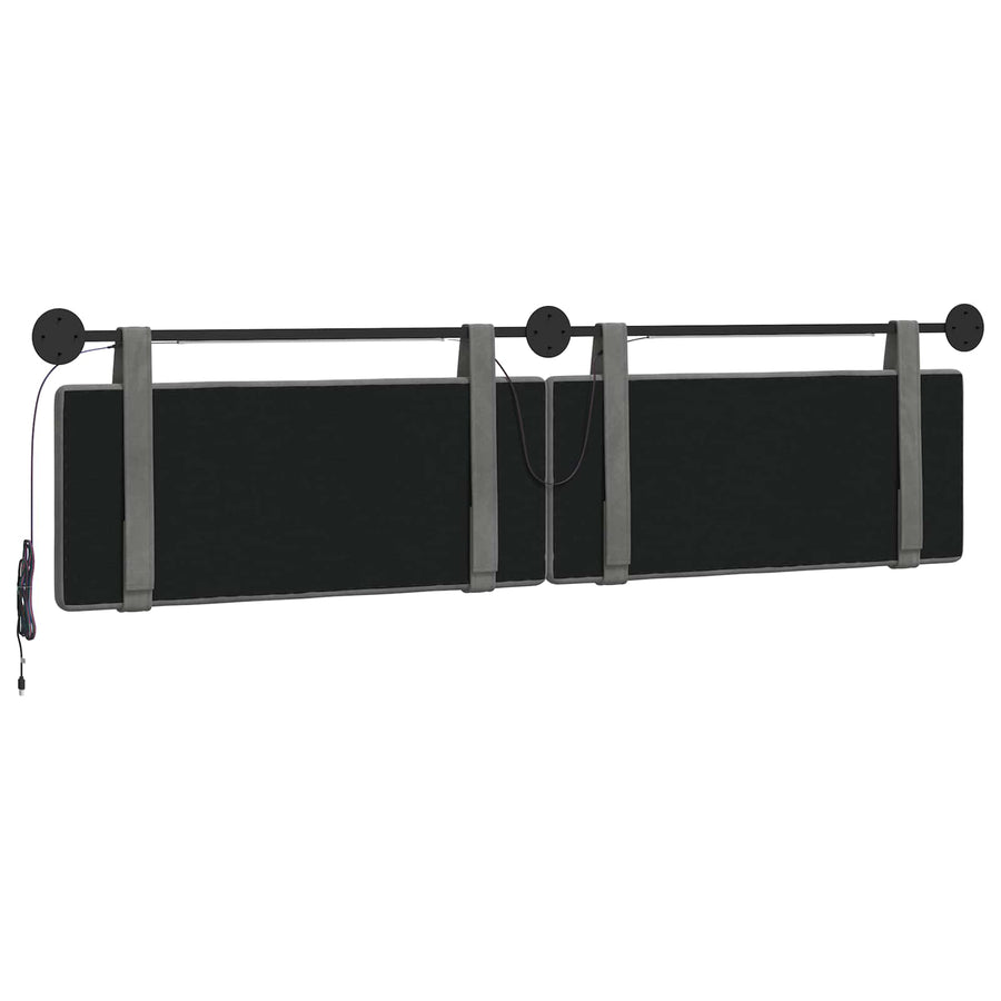 Hangend hoofdbord Met LED-verlichting Donkergrijs Fluweel
