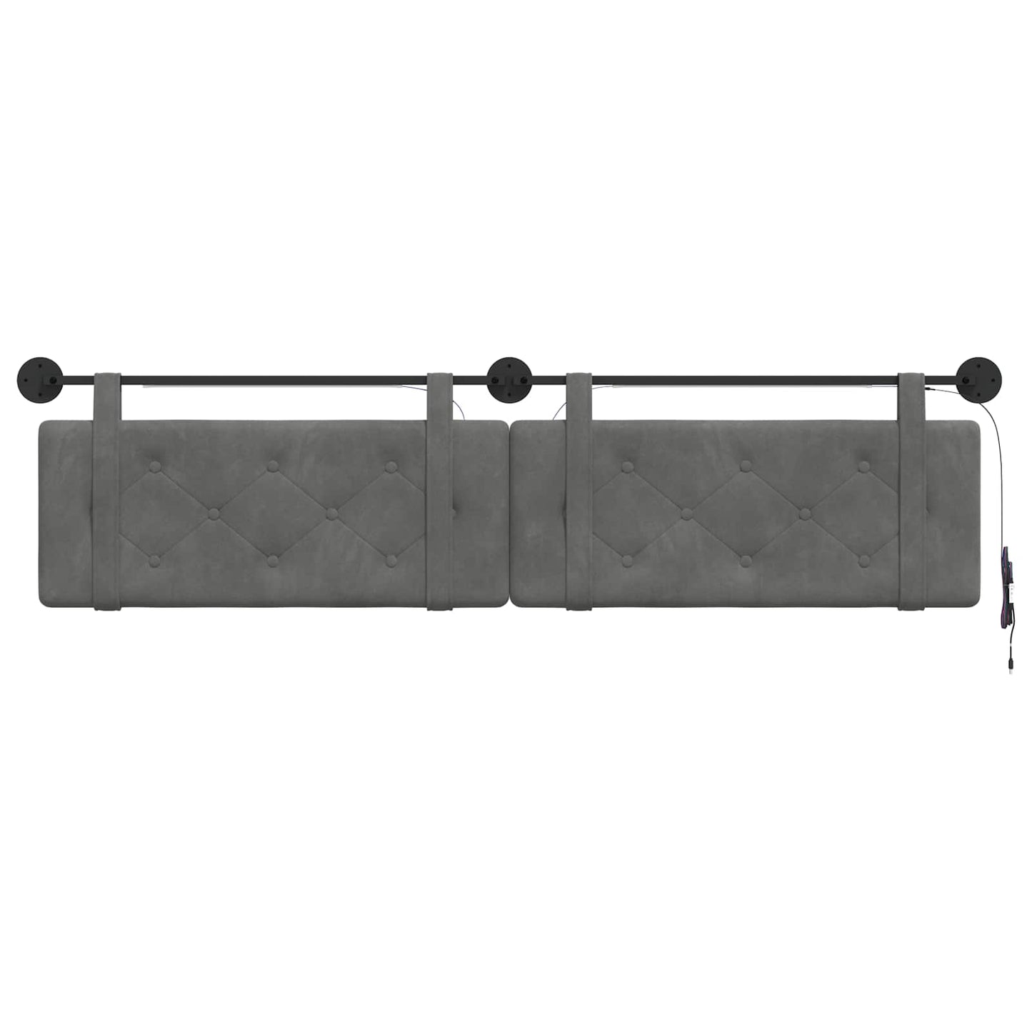 Hangend hoofdbord Met LED-verlichting Donkergrijs Fluweel