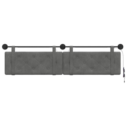 Hangend hoofdbord Met LED-verlichting Donkergrijs Fluweel
