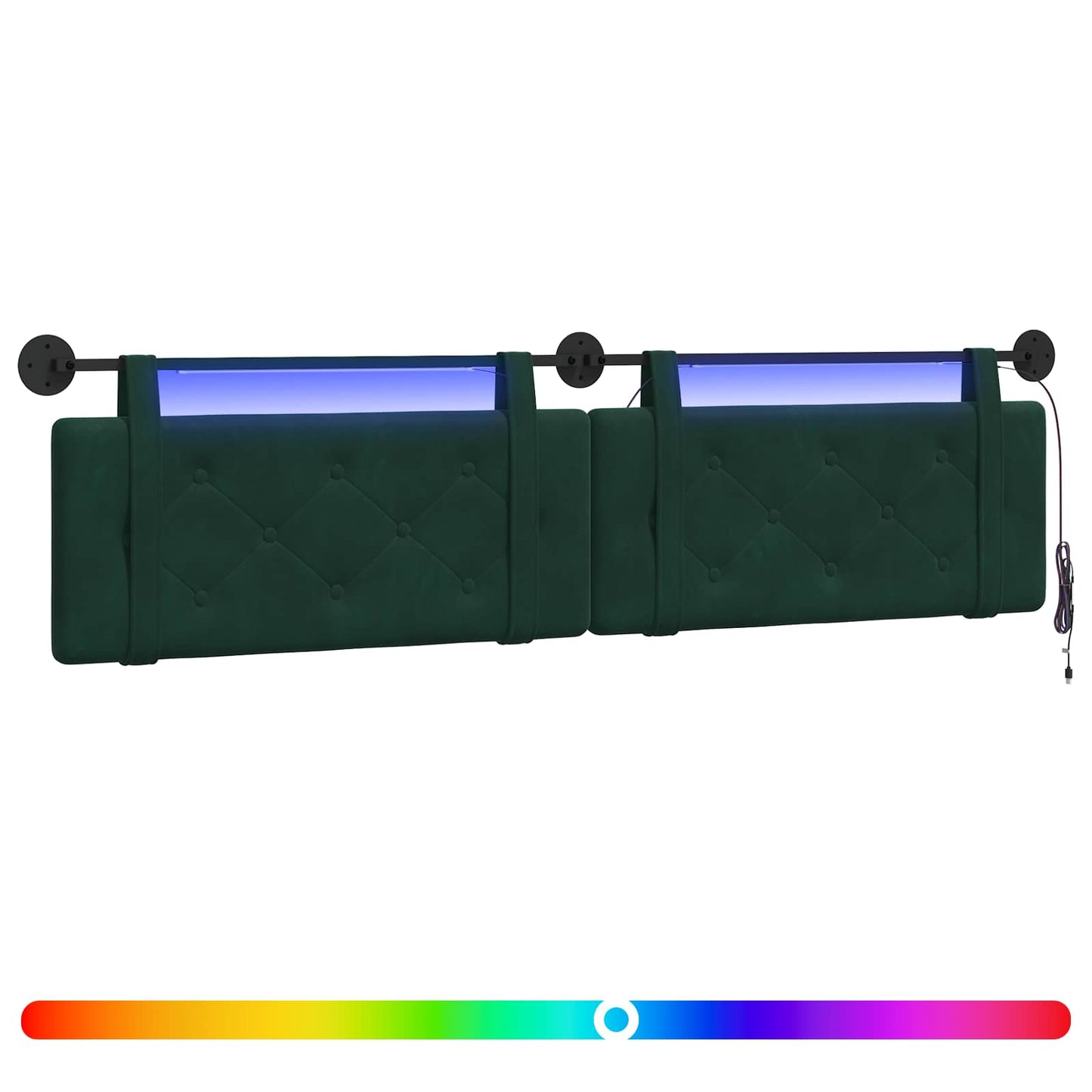 Hangend hoofdbord Met LED-verlichting Donkergroen Fluweel