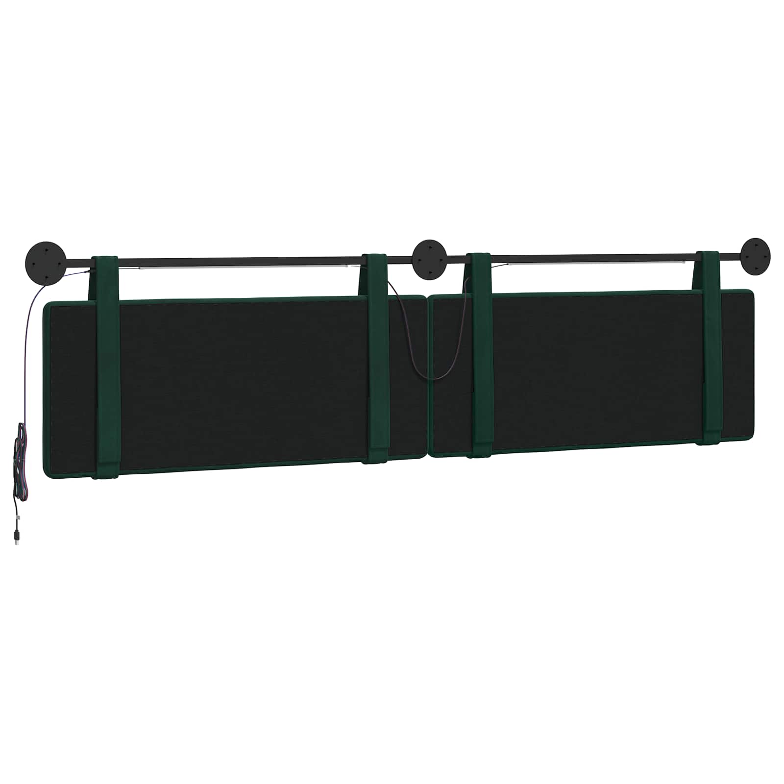 Hangend hoofdbord Met LED-verlichting Donkergroen Fluweel