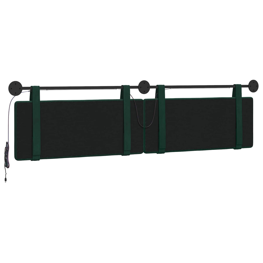 Hangend hoofdbord Met LED-verlichting Donkergroen Fluweel