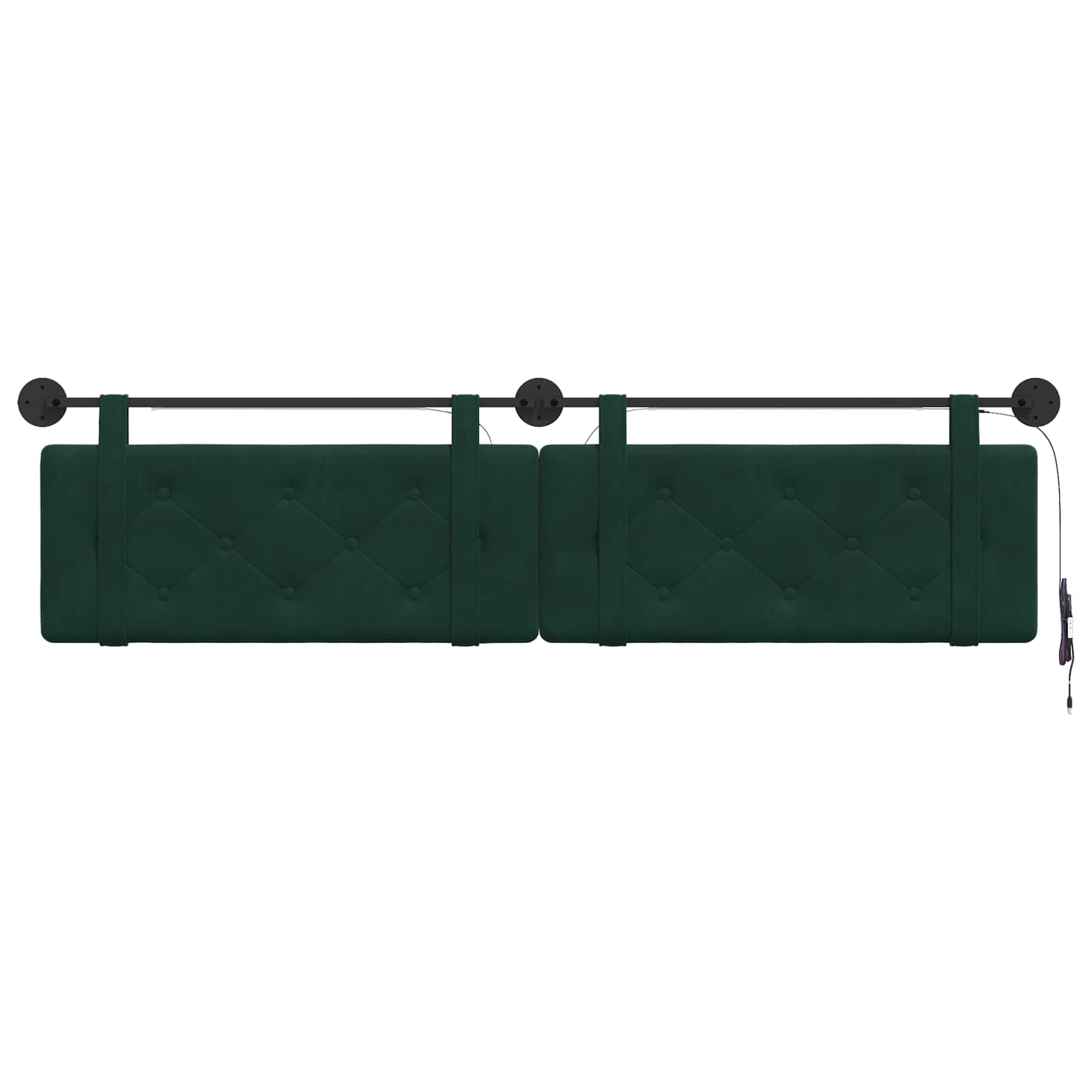 Hangend hoofdbord Met LED-verlichting Donkergroen Fluweel
