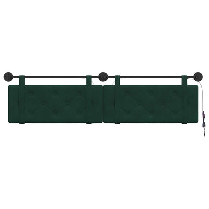 Hangend hoofdbord Met LED-verlichting Donkergroen Fluweel