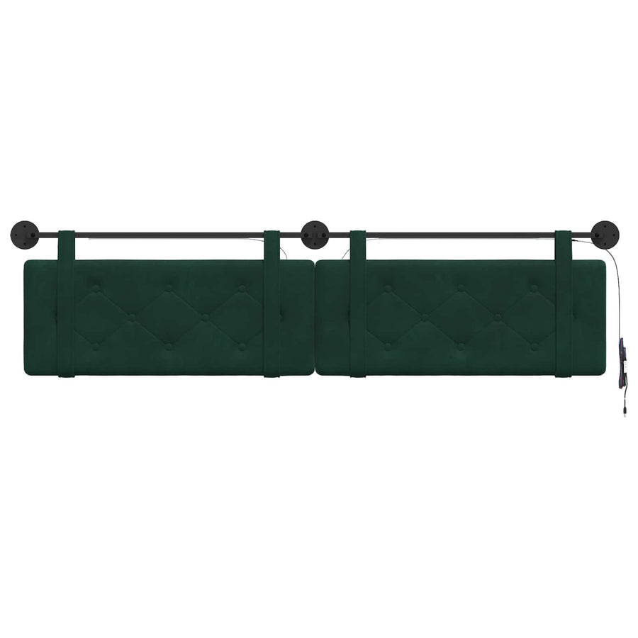 Hangend hoofdbord Met LED-verlichting Donkergroen Fluweel