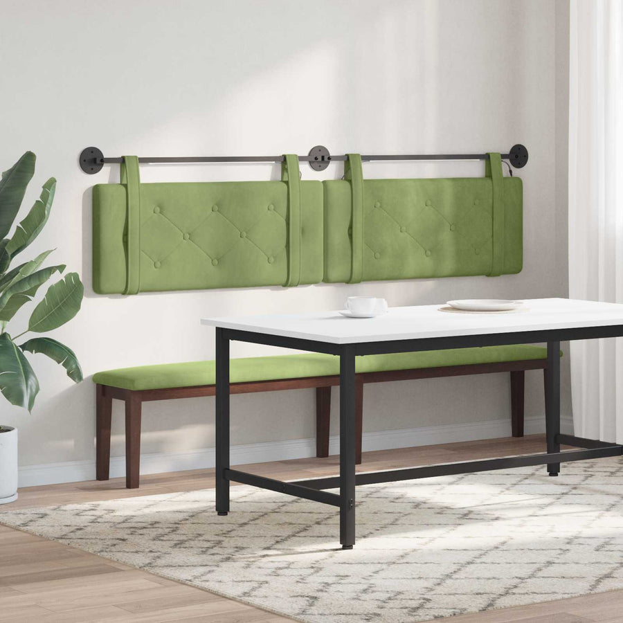 Hangend hoofdbord Met LED-verlichting Lichtgroen Fluweel