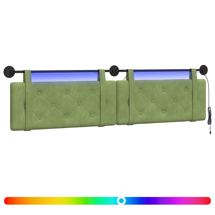 Hangend hoofdbord Met LED-verlichting Lichtgroen Fluweel