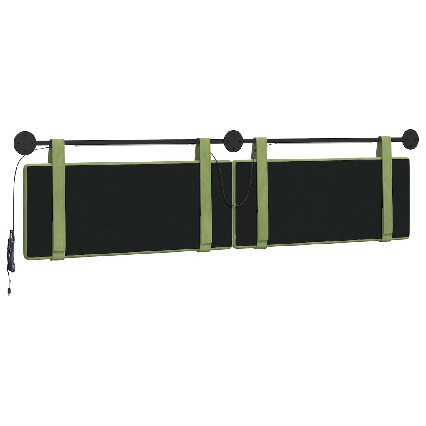 Hangend hoofdbord Met LED-verlichting Lichtgroen Fluweel