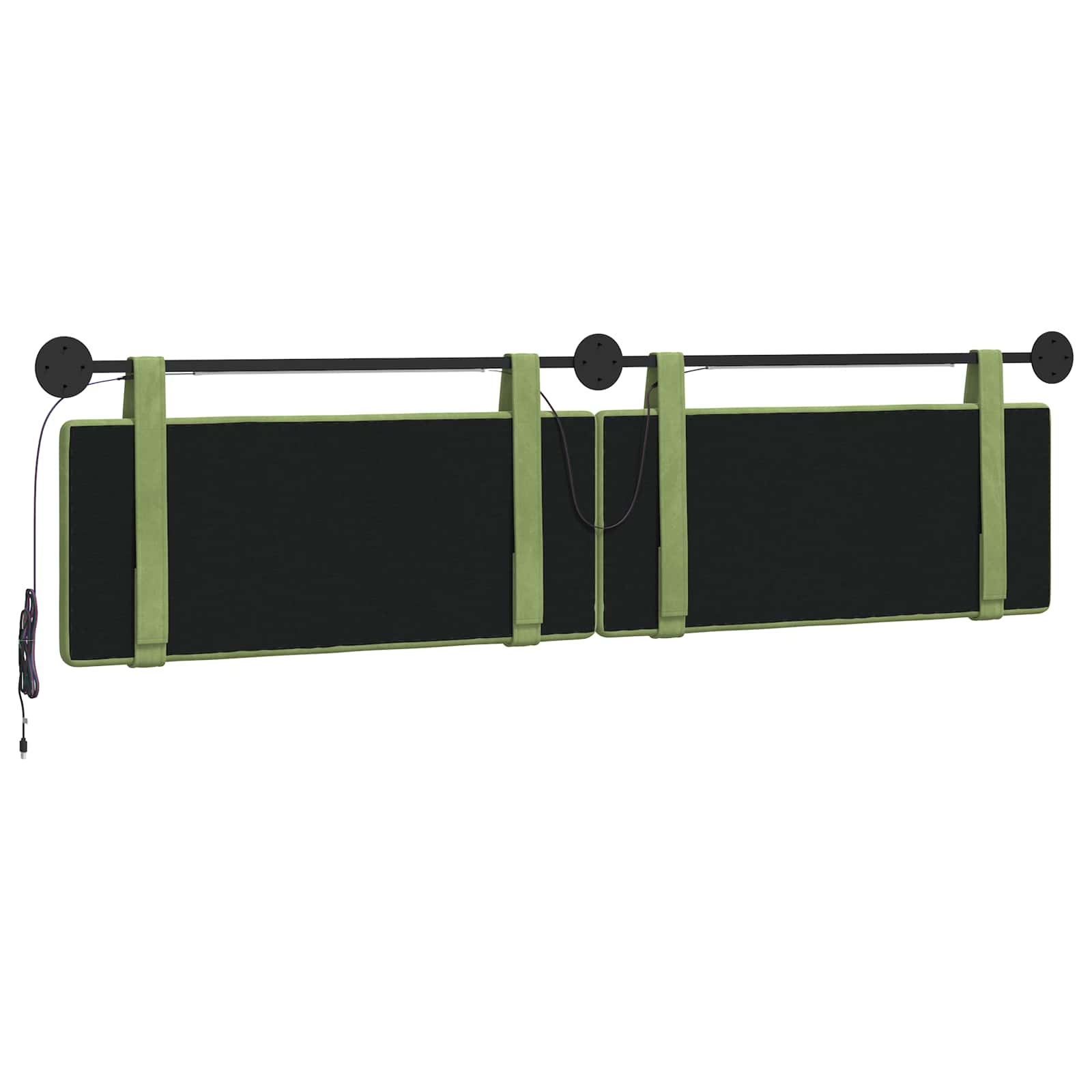 Hangend hoofdbord Met LED-verlichting Lichtgroen Fluweel