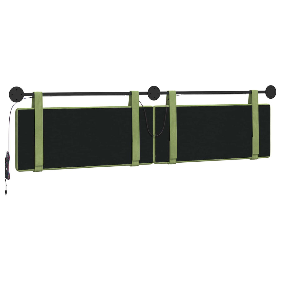 Hangend hoofdbord Met LED-verlichting Lichtgroen Fluweel