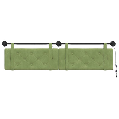 Hangend hoofdbord Met LED-verlichting Lichtgroen Fluweel